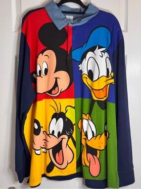 NWT Disney Parks Mickey Mouse and Friends Colorblock Rugby Shirt - Size XXL.